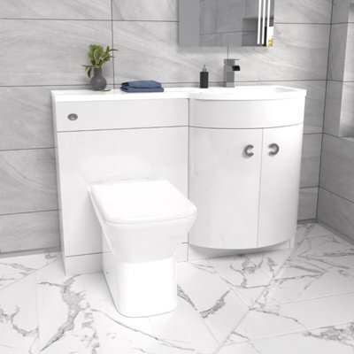Nes Home Hurdley 1100mm Right Hand Sink White Combination Vanity Unit With Btw Toilet - image 1