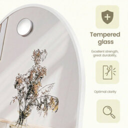 LEDREM Arched Full-Length Standing Mirror With Magnifying Mirror, Tempered Glass, 160 X 50 Cm, White - thumbnail 7
