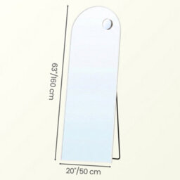 LEDREM Arched Full-Length Standing Mirror With Magnifying Mirror, Tempered Glass, 160 X 50 Cm, White - thumbnail 5