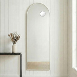 LEDREM Arched Full-Length Standing Mirror With Magnifying Mirror, Tempered Glass, 160 X 50 Cm, White - thumbnail 6