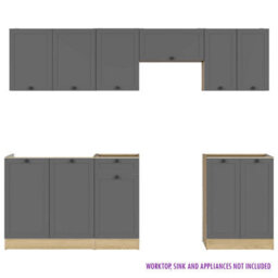Heze Furniture Summer 7 Unit Kitchen Cabinets Set 230Cm In Bernstein Oak & Graphite - thumbnail 3