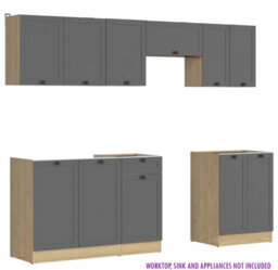 Heze Furniture Summer 7 Unit Kitchen Cabinets Set 230Cm In Bernstein Oak & Graphite - thumbnail 4
