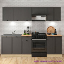Heze Furniture Summer 7 Unit Kitchen Cabinets Set 230Cm In Bernstein Oak & Graphite - thumbnail 1