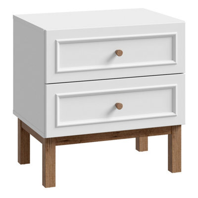 Furniture To Go Wensley 2 Drawer Bedside Chest In Light Grey And Oak - image 1