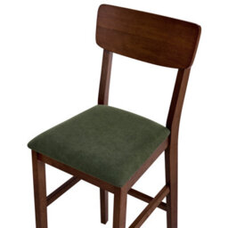 Wyld And Coco Home Set Of 2 Walnut Rubberwood Bar Chairs With Dark Green Upholstery, 113Cm - thumbnail 7