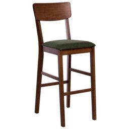 Wyld And Coco Home Set Of 2 Walnut Rubberwood Bar Chairs With Dark Green Upholstery, 113Cm - thumbnail 4
