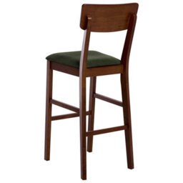 Wyld And Coco Home Set Of 2 Walnut Rubberwood Bar Chairs With Dark Green Upholstery, 113Cm - thumbnail 6