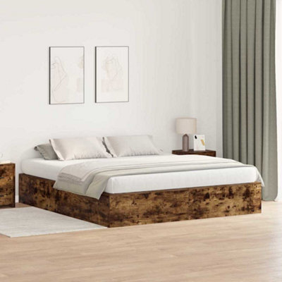 Berkfield Storage Bed Frame Smoked Oak 200X200 Cm - image 1