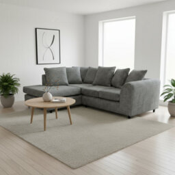 Abakus Direct Jumbo Chenille Corner Sofa In Charcoal Left Facing With Plush Chaise Extension - thumbnail 6