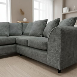 Abakus Direct Jumbo Chenille Corner Sofa In Charcoal Left Facing With Plush Chaise Extension - thumbnail 4