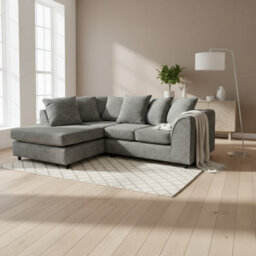 Abakus Direct Jumbo Chenille Corner Sofa In Charcoal Left Facing With Plush Chaise Extension - thumbnail 2