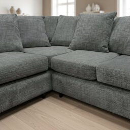 Abakus Direct Jumbo Chenille Corner Sofa In Charcoal Left Facing With Plush Chaise Extension - thumbnail 3