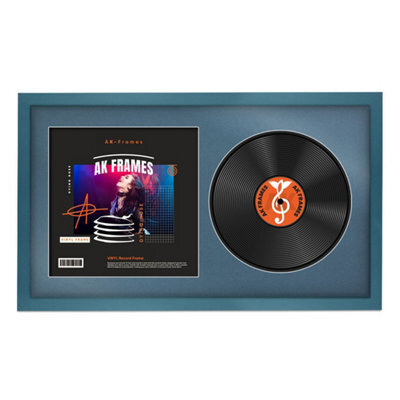 "30X17"" Navy Blue Sleek Vinyl Record Frame With Pompadour Mount For 12 Inch Lp Album Cover & Disc - Ak Frames" - image 1