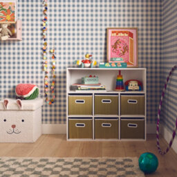 Sweeek - Children's Storage Unit With 6 Plant Fibre Baskets Camille Natural 129.5X72.2X70 Cm