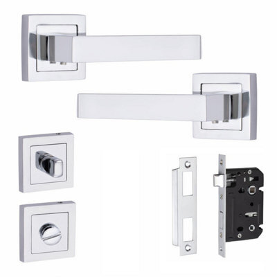 Golden Grace 1 Set Delta Design Bathroom Door Handle Set Polished Chrome Finish - image 1