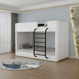 Harmin Modern Black Faux Leather Single Bunk Bed Stylish, Space Saving And Durable - thumbnail 3