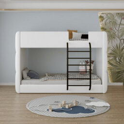 Harmin Modern Black Faux Leather Single Bunk Bed Stylish, Space Saving And Durable - thumbnail 4