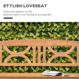Outsunny 2-Seater Wooden Garden Bench Outdoor Patio Loveseat Natural - thumbnail 4