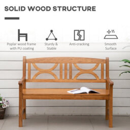 Outsunny 2-Seater Wooden Garden Bench Outdoor Patio Loveseat Natural - thumbnail 6