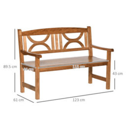 Outsunny 2-Seater Wooden Garden Bench Outdoor Patio Loveseat Natural - thumbnail 3