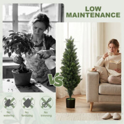 Homcom Set Of 2 Decorative Artificial Plants Cypress In Weighted Pot, 120Cm - thumbnail 5