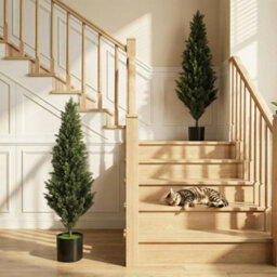Homcom Set Of 2 Decorative Artificial Plants Cypress In Weighted Pot, 120Cm - thumbnail 1