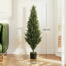 Homcom Set Of 2 Decorative Artificial Plants Cypress In Weighted Pot, 120Cm - thumbnail 3