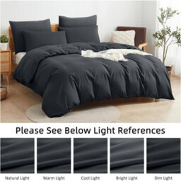 Aspire Homeware Plain Duvet Cover Set Soft Microfibre, Charcoal, Double (L)200Cm X (W)200Cm - thumbnail 6