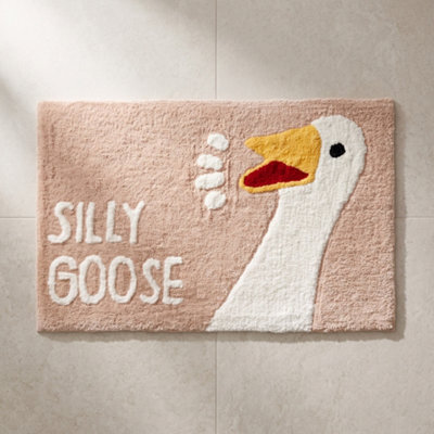 Allure Bath Fashions Silly Goose Slogan Bath Mat Non Slip - Fun Bathroom Rug (Beige) - image 1
