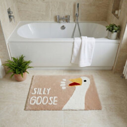 Allure Bath Fashions Silly Goose Slogan Bath Mat Non Slip - Fun Bathroom Rug (Beige) - thumbnail 2