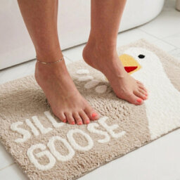 Allure Bath Fashions Silly Goose Slogan Bath Mat Non Slip - Fun Bathroom Rug (Beige) - thumbnail 3
