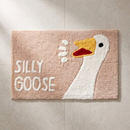 Allure Bath Fashions Silly Goose Slogan Bath Mat Non Slip - Fun Bathroom Rug (Beige) - thumbnail 1