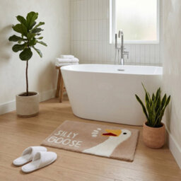Allure Bath Fashions Silly Goose Slogan Bath Mat Non Slip - Fun Bathroom Rug (Beige) - thumbnail 4