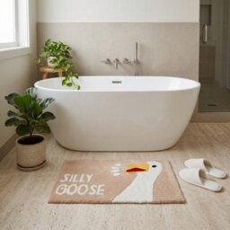Allure Bath Fashions Silly Goose Slogan Bath Mat Non Slip - Fun Bathroom Rug (Beige) - thumbnail 5