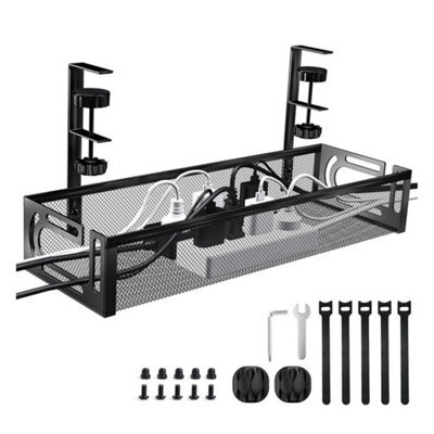 Under Desk Cable Management Tray No-Drill Metal Wire Organizer Clamp - image 1