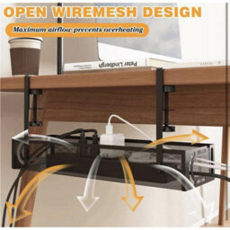 Under Desk Cable Management Tray No-Drill Metal Wire Organizer Clamp - thumbnail 7