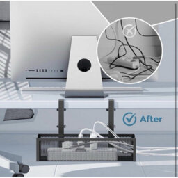 Under Desk Cable Management Tray No-Drill Metal Wire Organizer Clamp - thumbnail 4