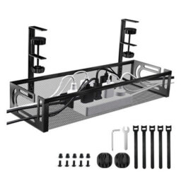 Under Desk Cable Management Tray No-Drill Metal Wire Organizer Clamp