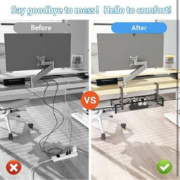 Under Desk Cable Management Tray No-Drill Metal Wire Organizer Clamp - thumbnail 5