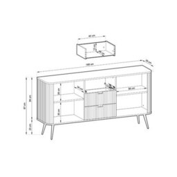 Arte Sophisticated Zova Sideboard Cabinet H870mm W1680mm D390mm In Midnight Black - Luxurious Storage Marvel - thumbnail 5