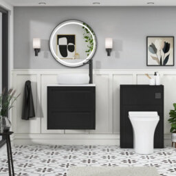 Royal Bathrooms Royal Bathroom Elmore 600mm Matt Nocturne Black Wall Mounted Bathroom Vanity Unit 2 Drawer Plain White Worktop With Milan Basin - thumbnail 5