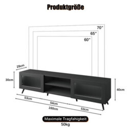 Keepreaper Sleek Black Tv Stand For 32-70 Inch Tvs With 2 Acrylic Doors And 58-Inch Media Console For Living Room Or Bedroom - thumbnail 5