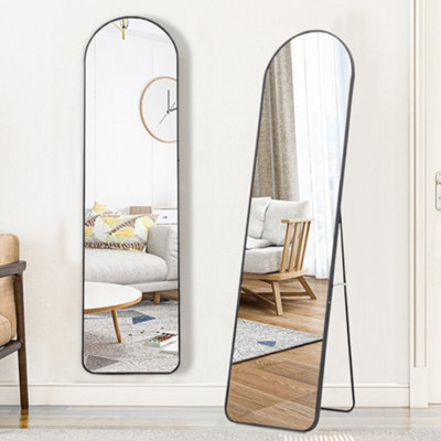 Living And Home Black Freestanding Or Wall Mounted Arched Full Length Framed Mirror Floor Mirror W 50 X H 160 Cm - image 1