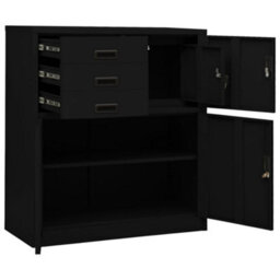 Berkfield Durable Office Cabinet Black 90X40X102 Cm Steel - thumbnail 6