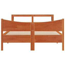 Berkfield Bed Frame With Headboard Wax Brown 140X190 Cm Solid Wood Pine - thumbnail 4