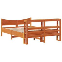 Berkfield Bed Frame With Headboard Wax Brown 140X190 Cm Solid Wood Pine - thumbnail 8