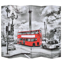 Berkfield Modern Folding Room Divider 228X170 Cm London Bus Black And White - thumbnail 2