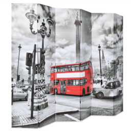 Berkfield Modern Folding Room Divider 228X170 Cm London Bus Black And White - thumbnail 1
