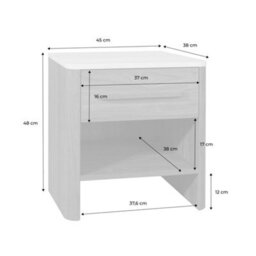 Sweeek - Bedside Table With 1 Drawer, Travertine Effect Top And Wood Decor Walnut 45X38X48 Cm - Aretha - thumbnail 5