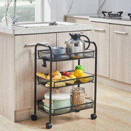 3 Tier Storage Trolley Cart On Wheels Kitchen Space Rack - thumbnail 6